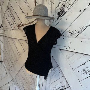 Coldwater Creek, Black Lace Top, M